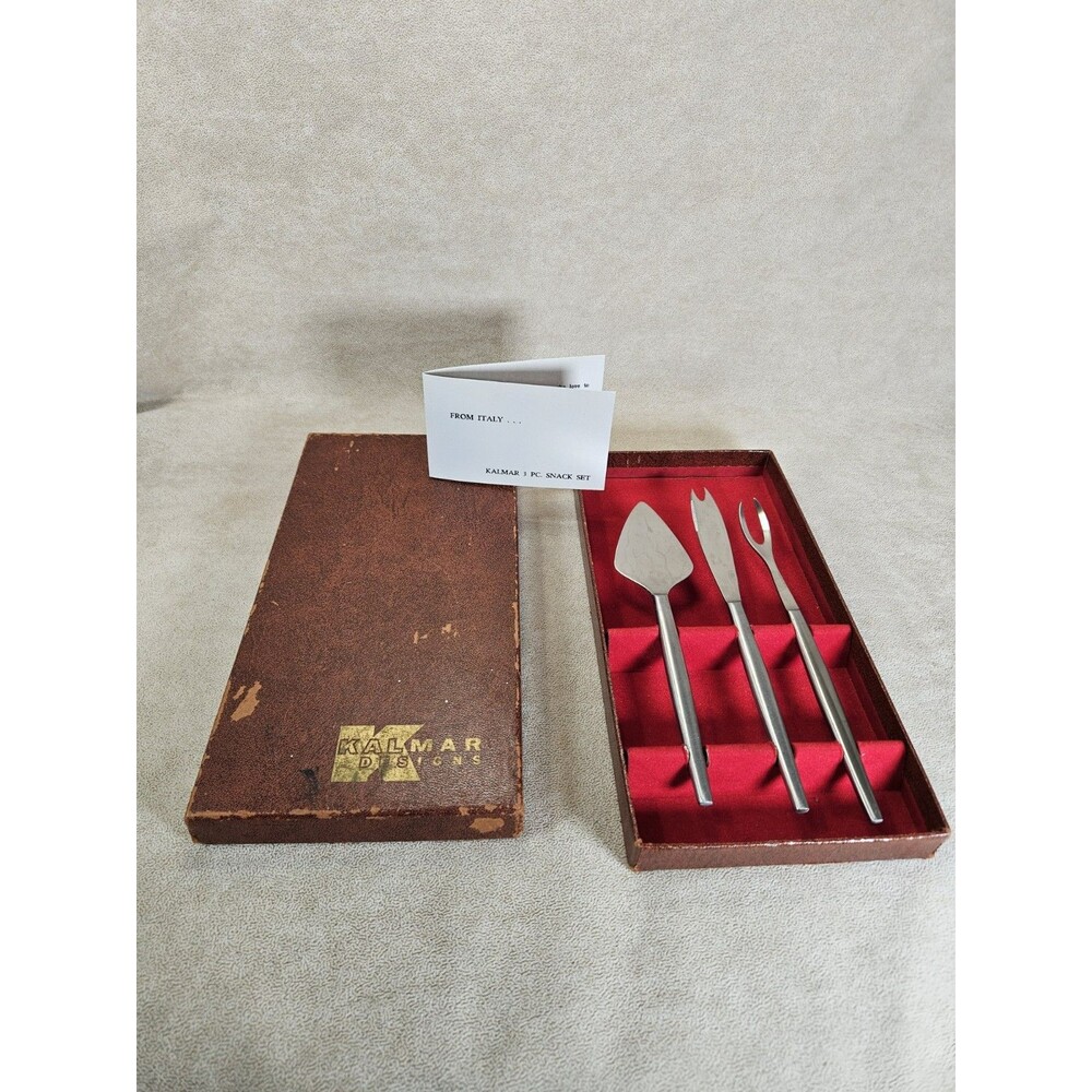 KALMAR DESIGNS 3 PC Snack Set Italy Mid Century Modern Style Stainless Steel